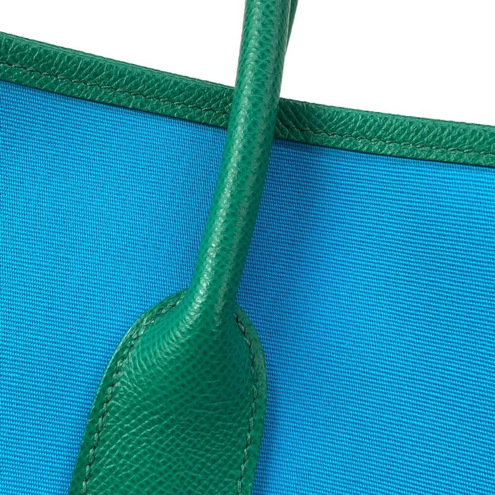 Hermès Garden Party PM Tote Bag blue aztec Vert Jade Toile Officier Veau Epsom - Picture 16 of 16